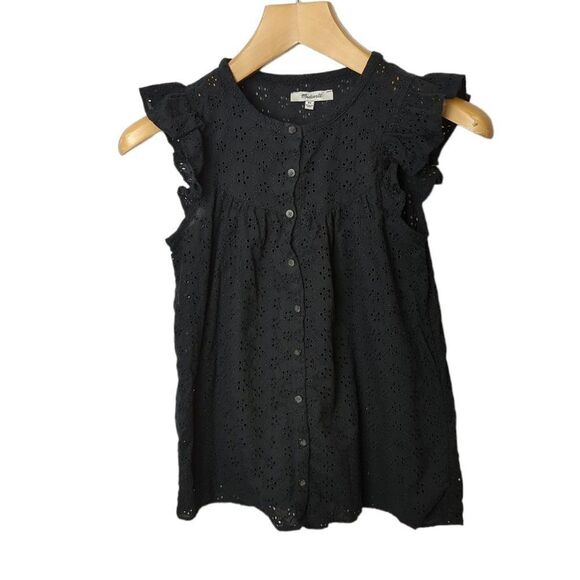 Madewell Ruffle Sleeve Bib Top - Picture 2 of 4